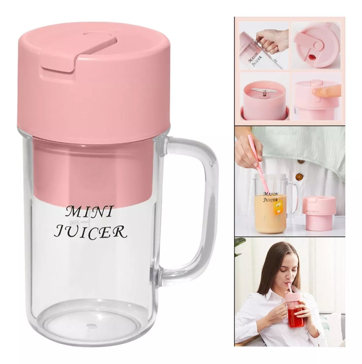 Licuadora recargable con pitillo